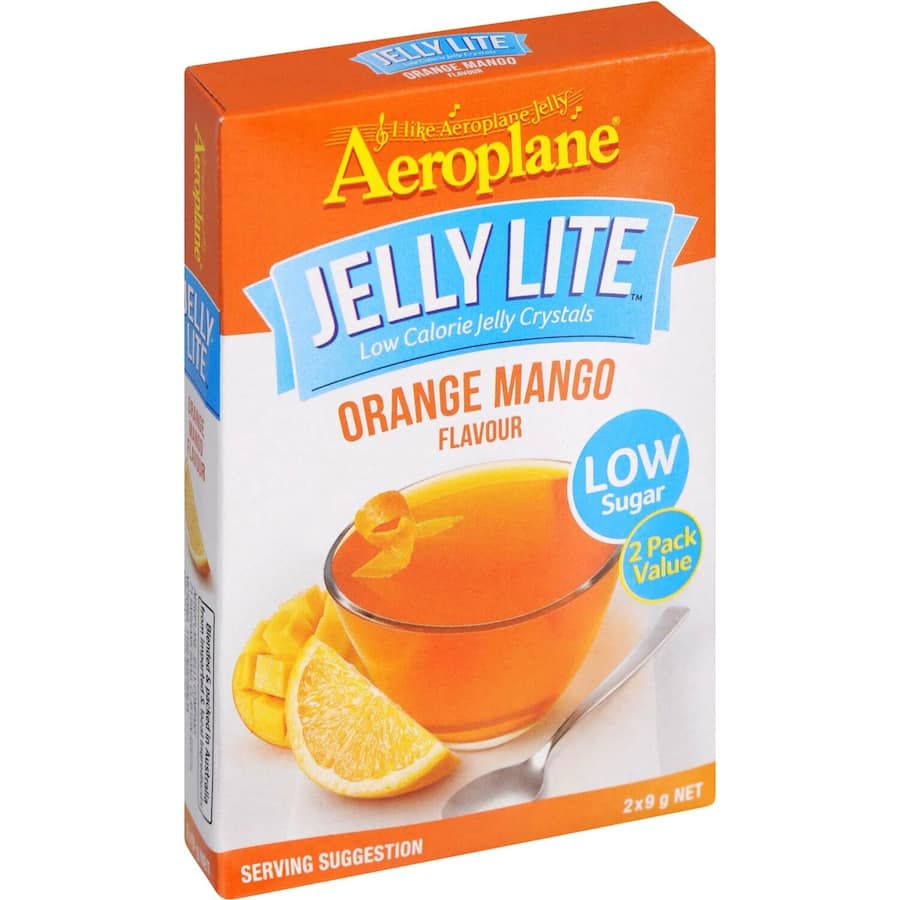 Aeroplane Jelly Lite Crystals Orange Mango Low Sugar Sachet 2 x 9g