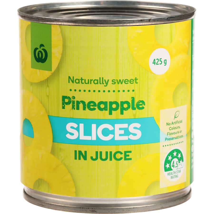Woolworths Pineapple Slices In Natural Juice Can 425g