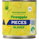 Woolworths Pineapple Pieces In Natural Juice Can 425g