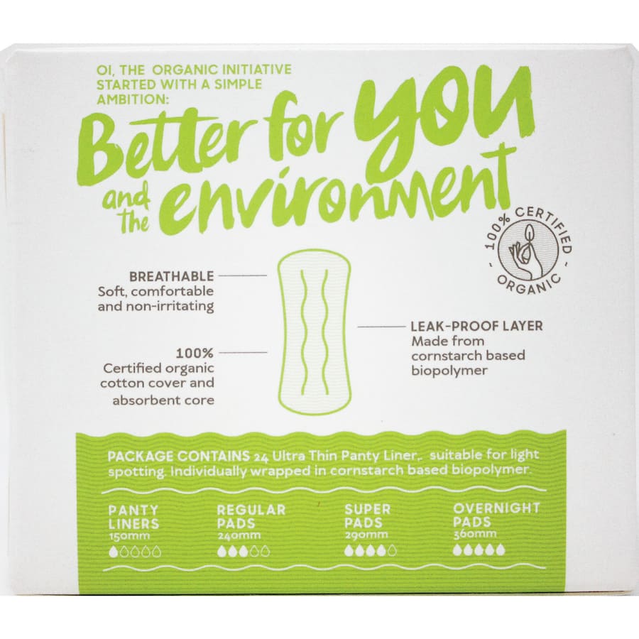 Oi 100% Organic Cotton Panty Liners  24pack