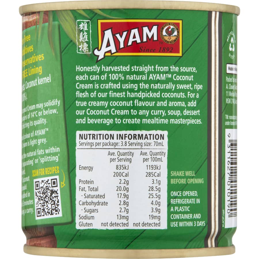 Ayam Coconut Cream Premium Can 270mL