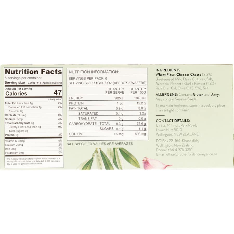 Rutherford & Meyer Wafers Garlic & Olive Oil 60g