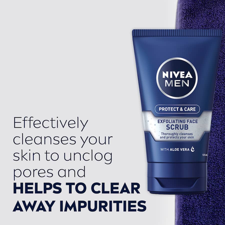 Nivea For Men Care & Protect Facial Scrub Exfoliating 125mL