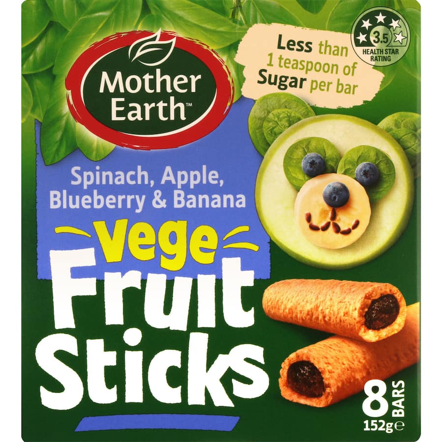 Mother Earth Fruit Sticks Spinach Banana Berry 8pk 152g