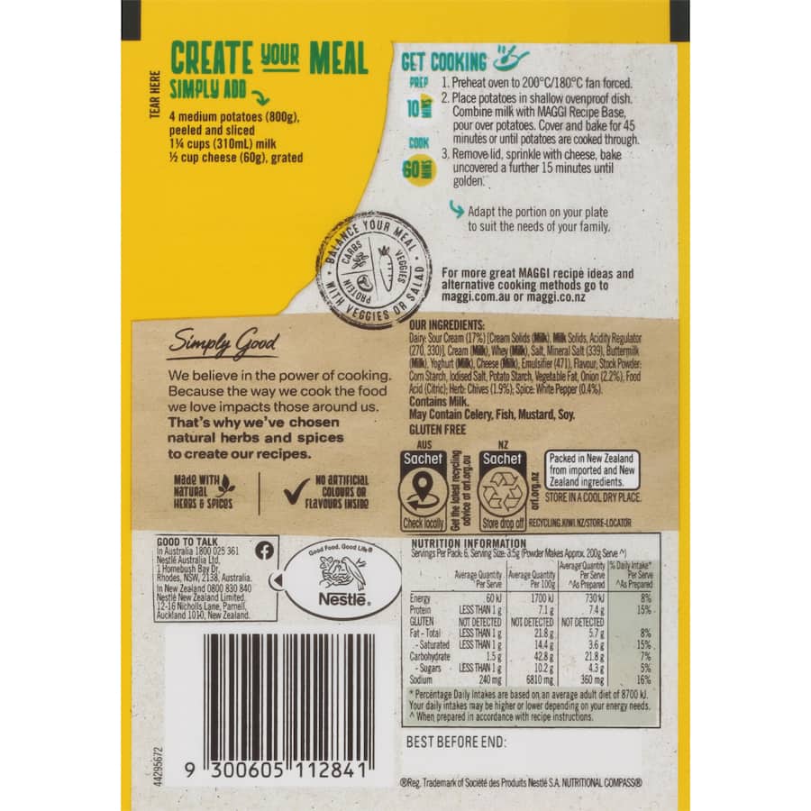 Maggi Side Dish Potato Bake Sour Cream & Chives 21g