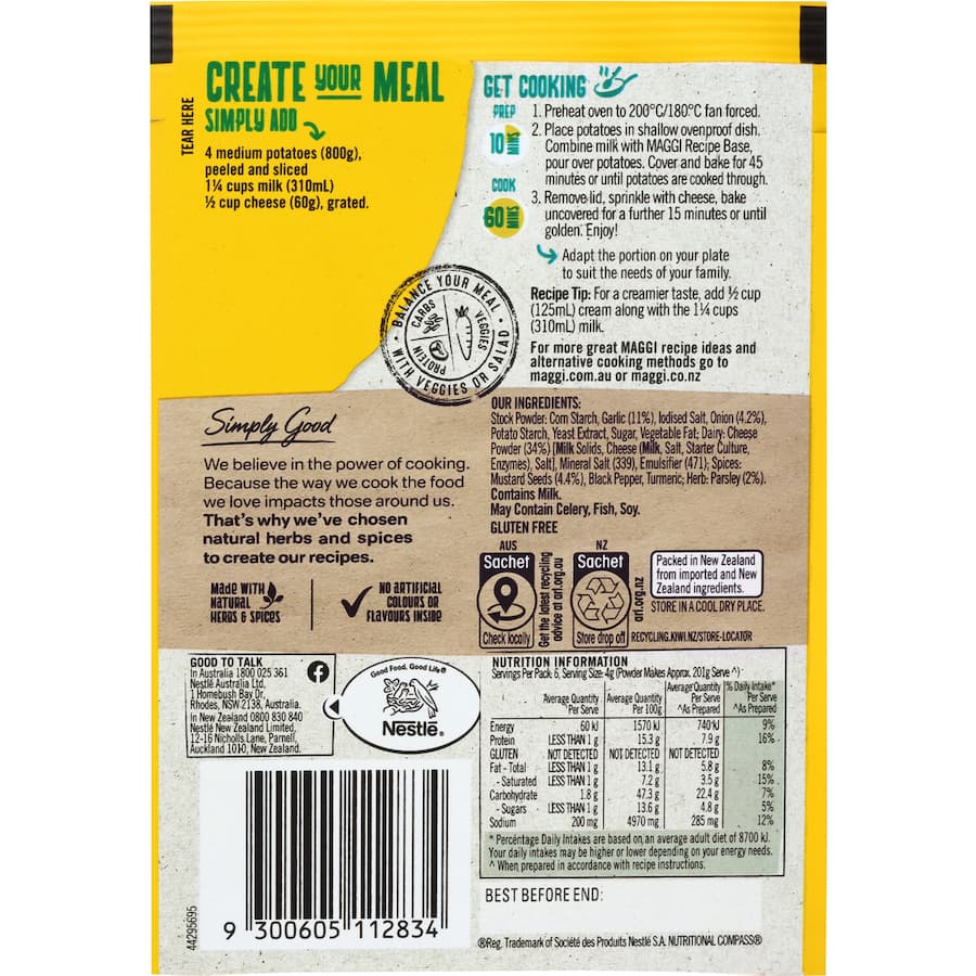 Maggi Side Dish Cheese And Garlic Sachet 24g