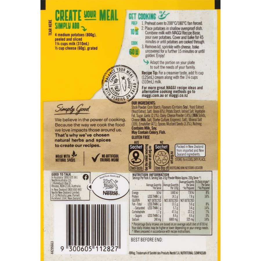 Maggi Side Dish Cheese And Bacon Potato Bake Sachet 21g