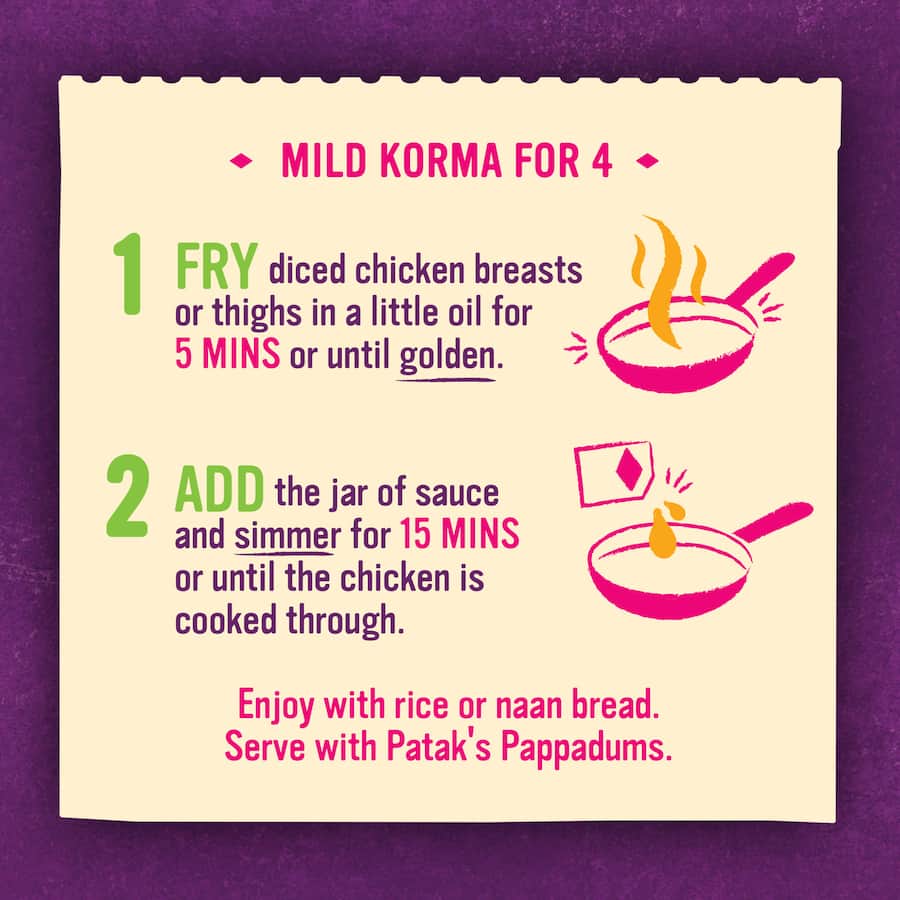 Pataks Recipe Base Korma Rich Creamy Coconut Mild Jar 450g