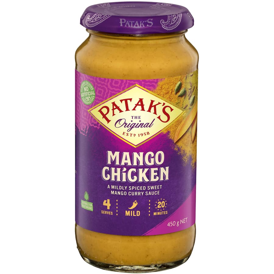 Pataks Recipe Base Mango Chicken Mildly Spiced Jar 450g