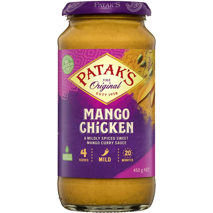 Pataks Recipe Base Mango Chicken Mildly Spiced Jar 450g