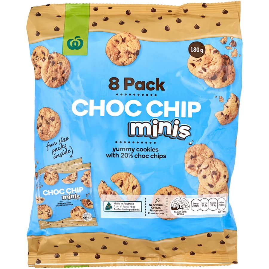 Woolworths Biscuits Mini Choc Chip 180g