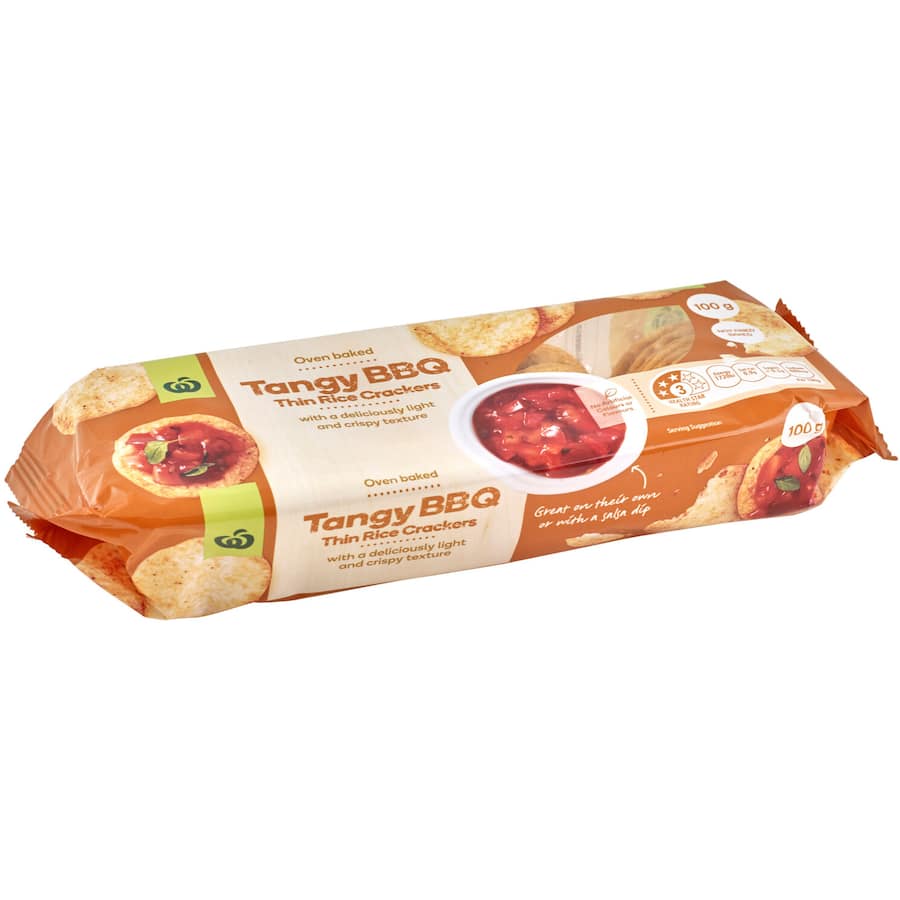 Woolworths Rice Crackers Thin Bbq 100g