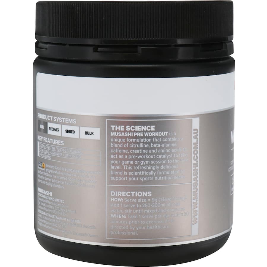 Musashi Pre-workout Protein Powder Tropical Energy & Performance 225g