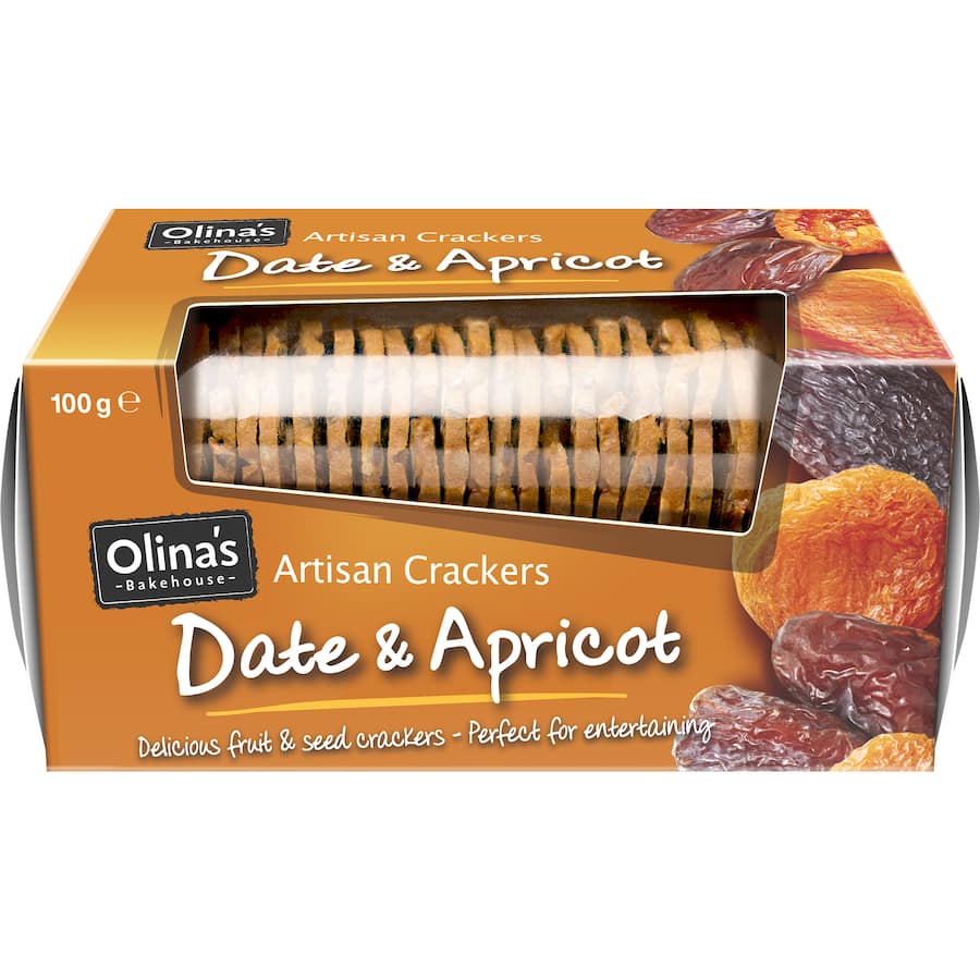 Olina's Bakehouse Artisan Crackers Date & Apricot 100g