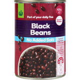 Woolworths Beans Black No Added Salt Can 420g