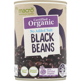 Macro Organic Black Beans No Added Salt Can 420g