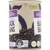 Macro Organic Black Beans No Added Salt Can 420g