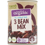 Macro Organic Beans 3 Mixed No Added Salt Can 420g