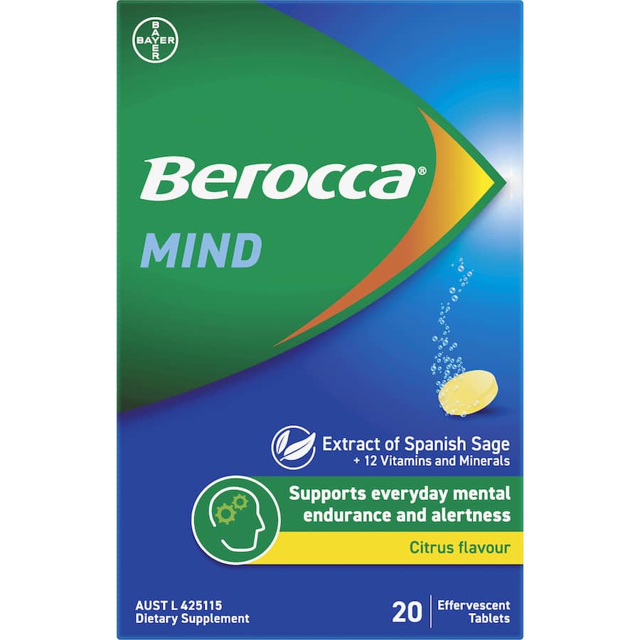 Berocca Mind Effervescent Citrus Tablet 20pack