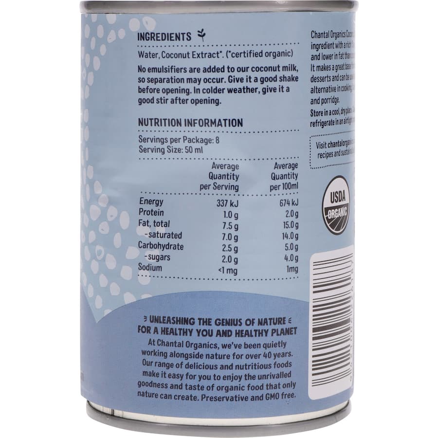 Chantal Organics Coconut Milk  Can 400mL