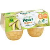 Woolworths Fruit Snack Pears In Juice 125g pottles 4pack
