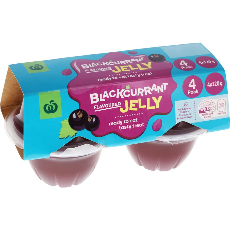 Woolworths Jelly Blackcurrant Flavoured 120g pottles 4pack