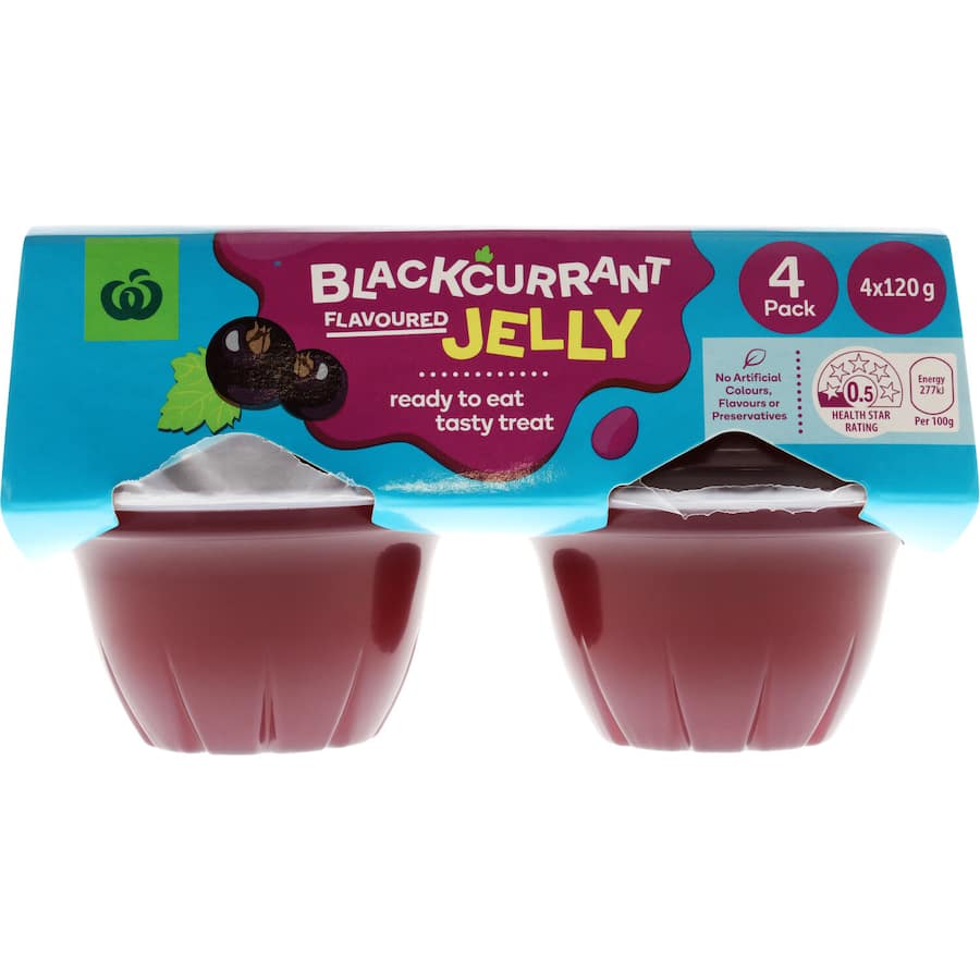 Woolworths Jelly Blackcurrant Flavoured 120g pottles 4pack