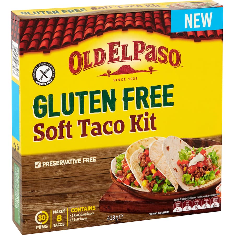 Old El Paso Taco Kit Soft Gluten Free 8 pack 418g