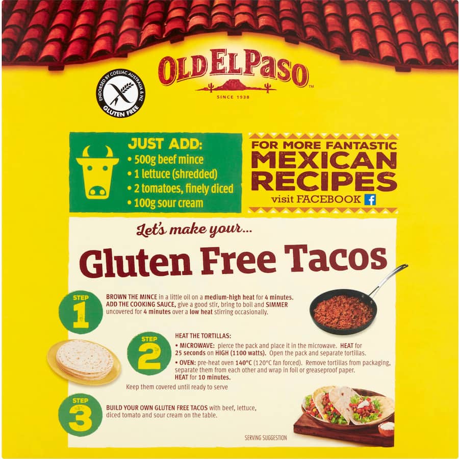 Old El Paso Taco Kit Soft Gluten Free 8 pack 418g