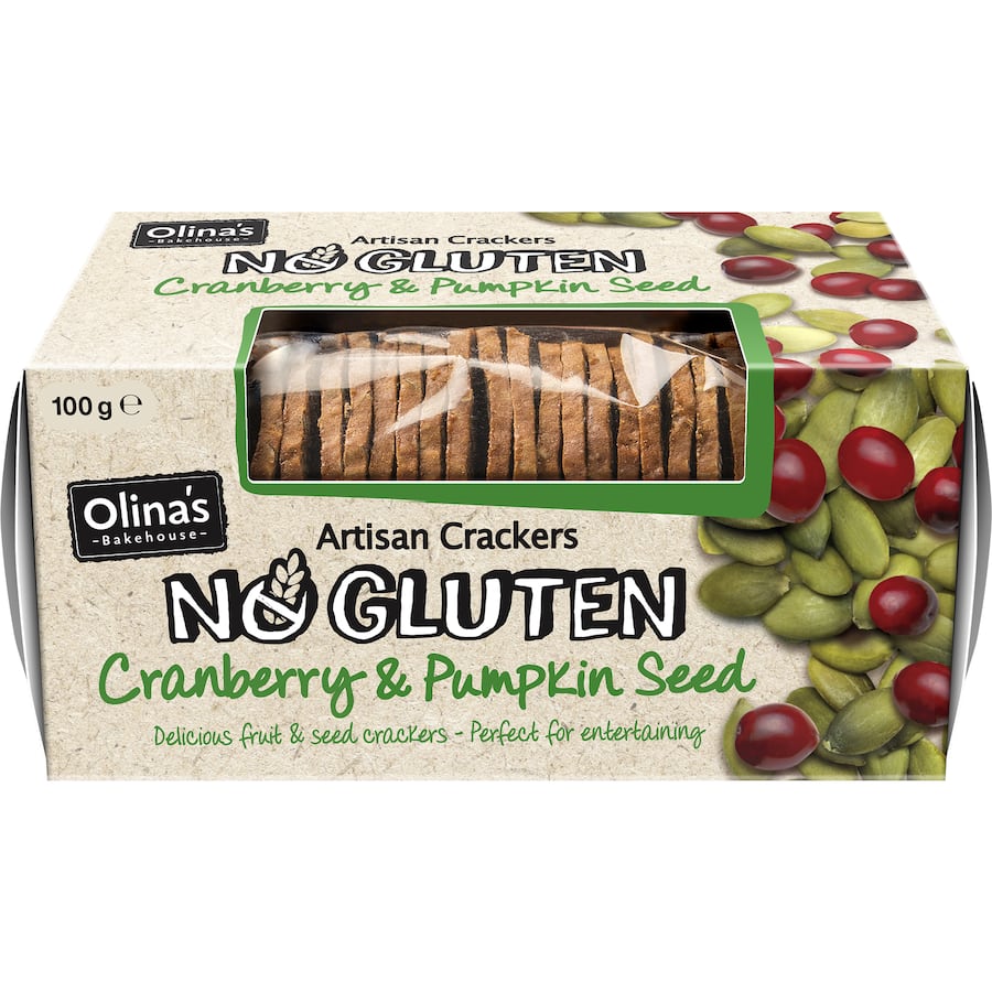 Olina's Gluten Free Crackers Cranberry Pumpkin 100g