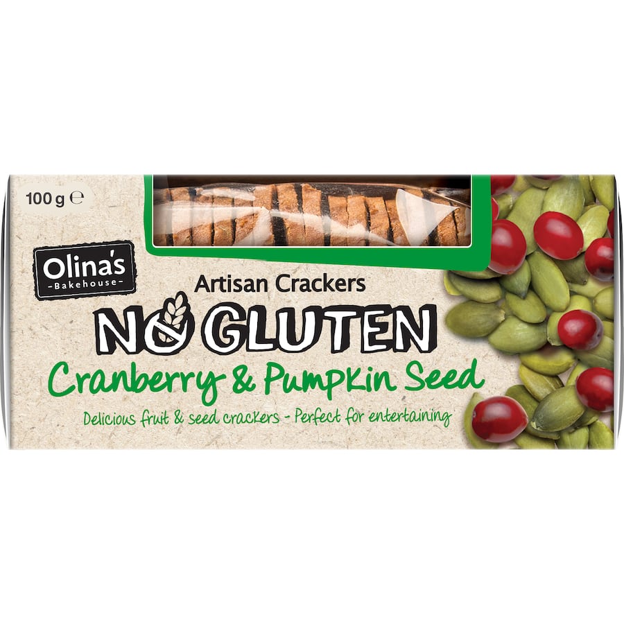 Olina's Gluten Free Crackers Cranberry Pumpkin 100g