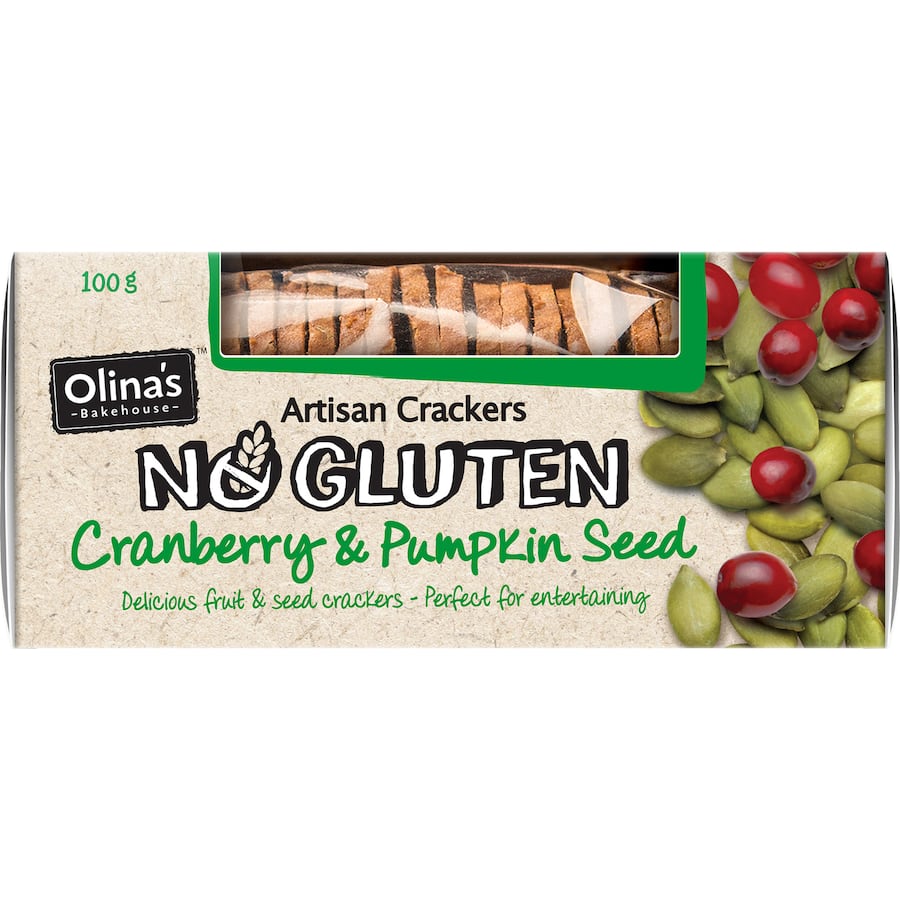 Olina's Gluten Free Crackers Cranberry Pumpkin 100g