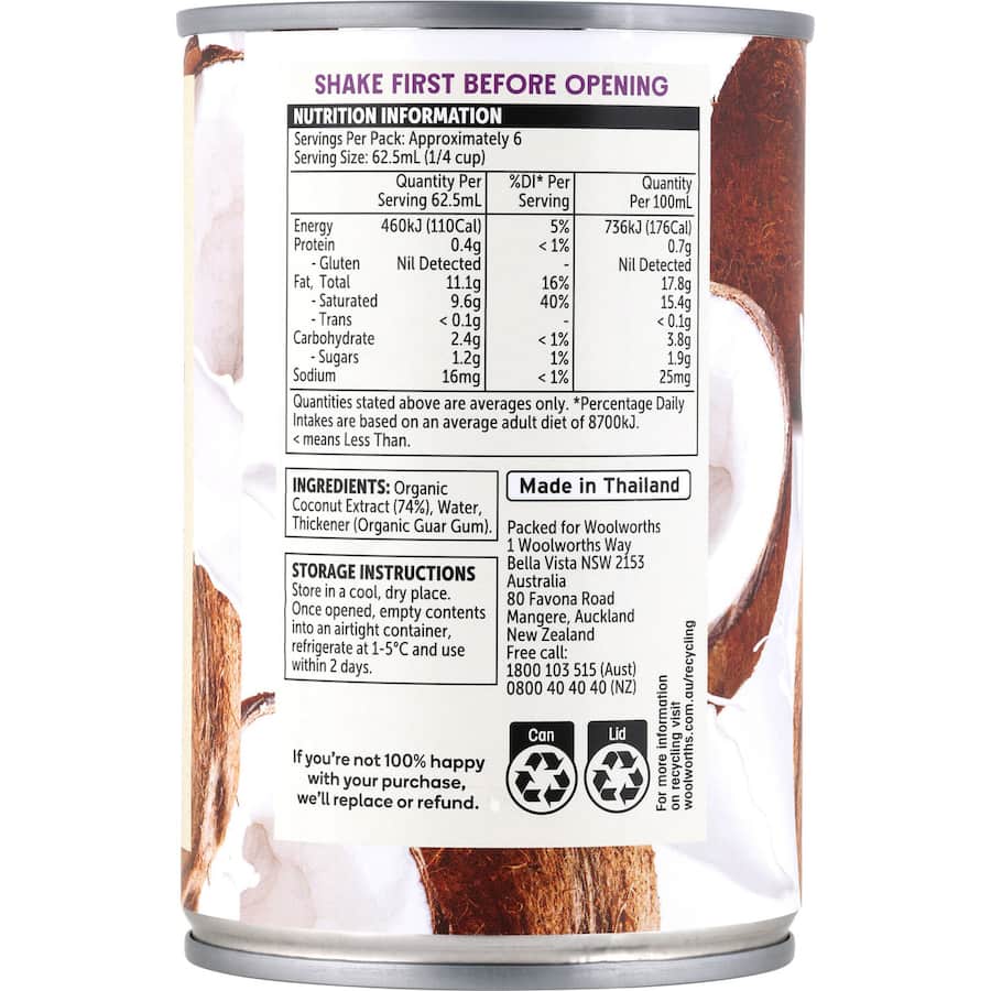 Macro Organic Coconut Milk  Tear tab can 400mL