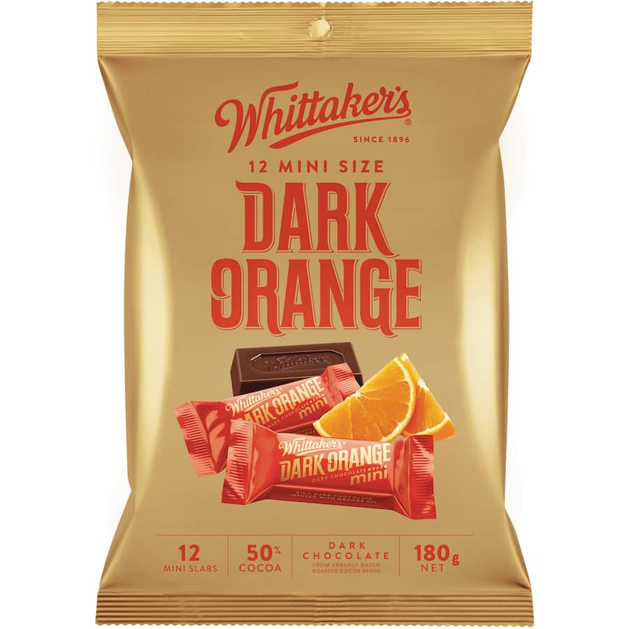 Whittakers Chocolate Sharepack Dark Orange Mini Slab 180g Bag 12pack