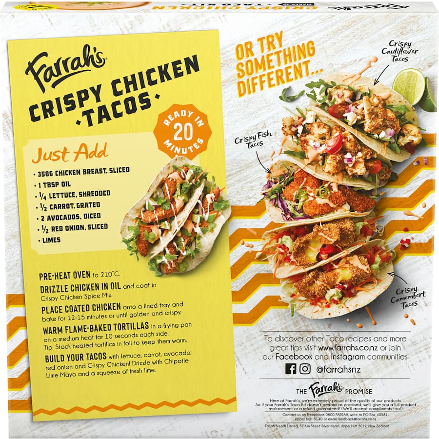 Farrah's Taco Kit Crispy Chicken 405g 10pack