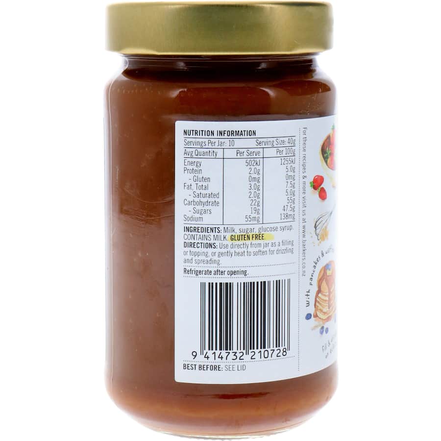 Barkers Dulce De Leche Milk Caramel Topping  Jar 400g