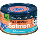 Woolworths Salmon Wild Alaskan In Springwater Tear tab can 95g