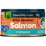 Woolworths Salmon Wild Alaskan In Springwater Tear tab can 95g