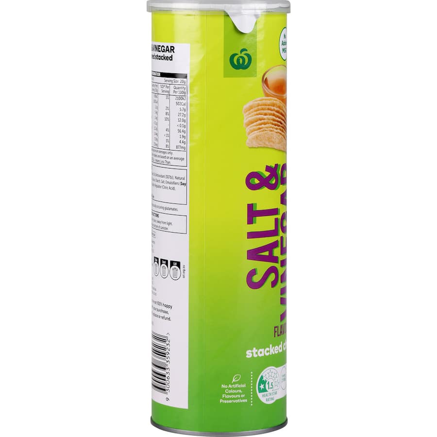 Woolworths Chips Salt & Vinegar Tube 160g