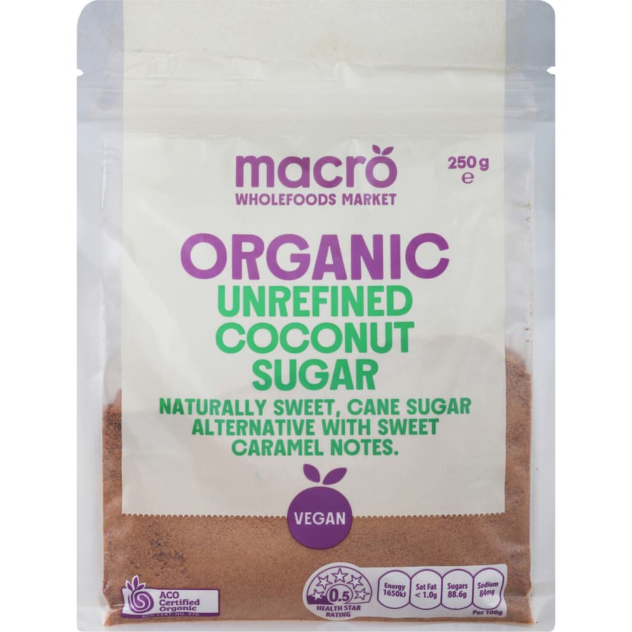 Macro Organic Coconut Sugar Unrefined 250g
