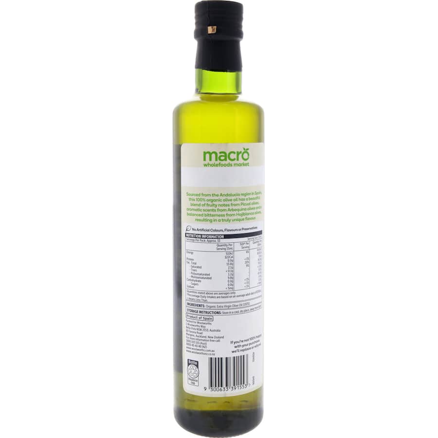 Macro Organic Olive Oil Spanish Extra Virgin 500mL
