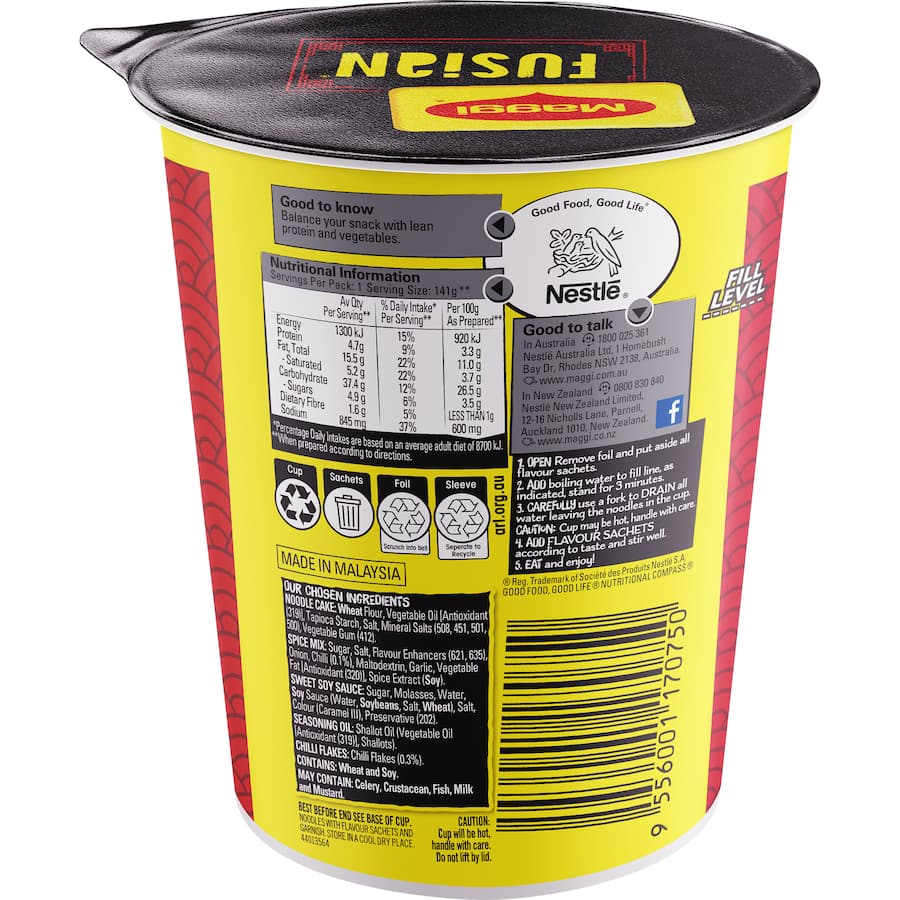 Maggi Fusian Instant Noodles Hot & Spicy Mi Goreng Cup 65g