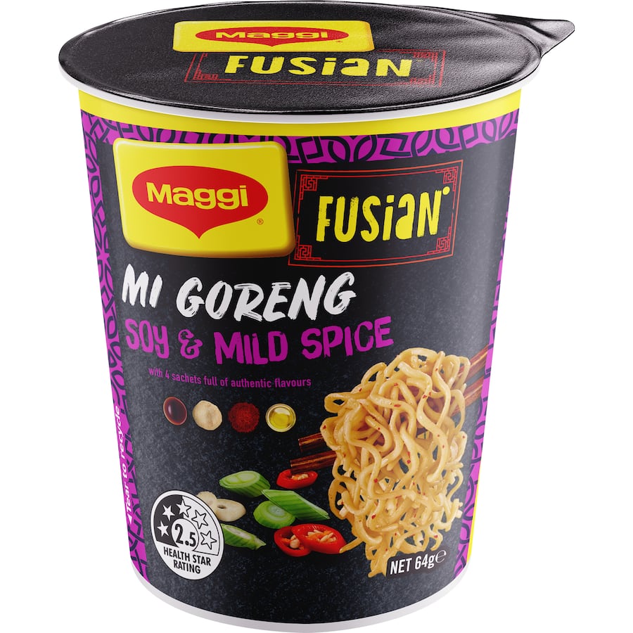 Maggi Fusian Instant Noodles Soy & Mild Spice Cup 64g