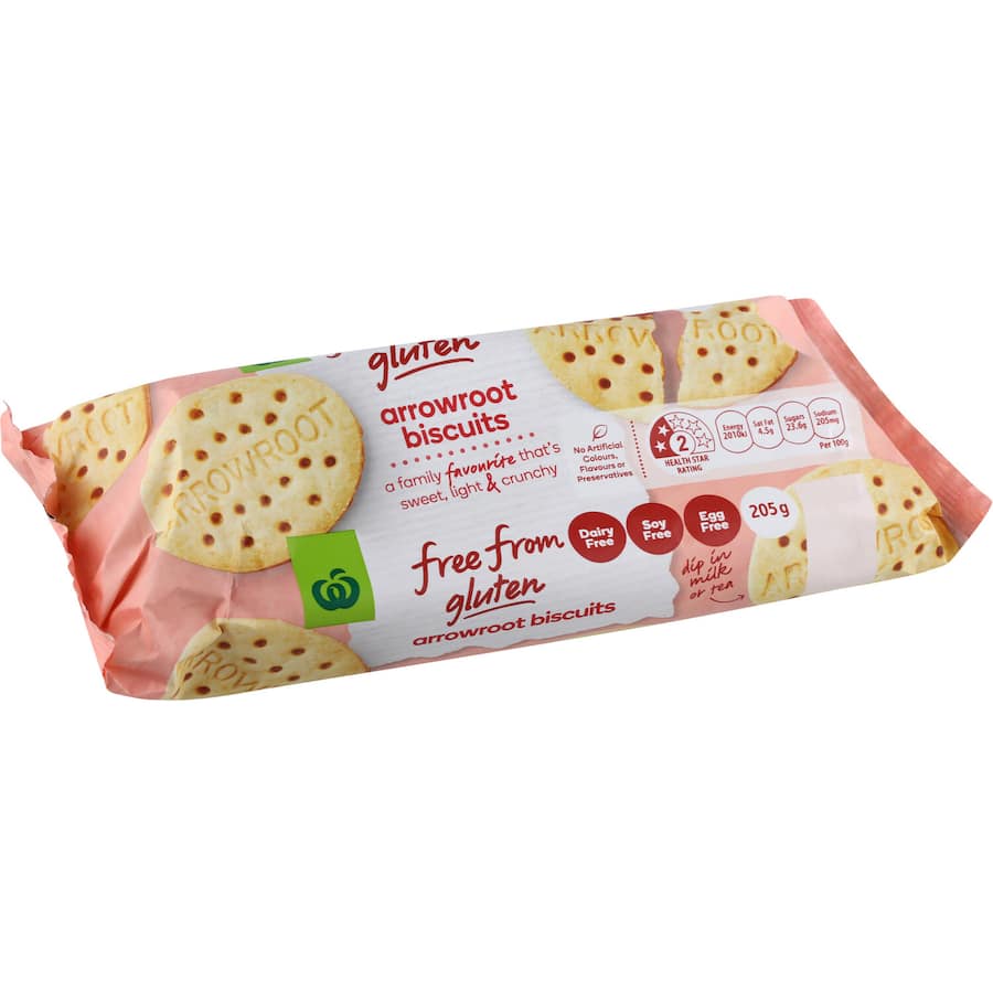 Woolworths Free From Gluten Plain Biscuits Arrowroot 205g