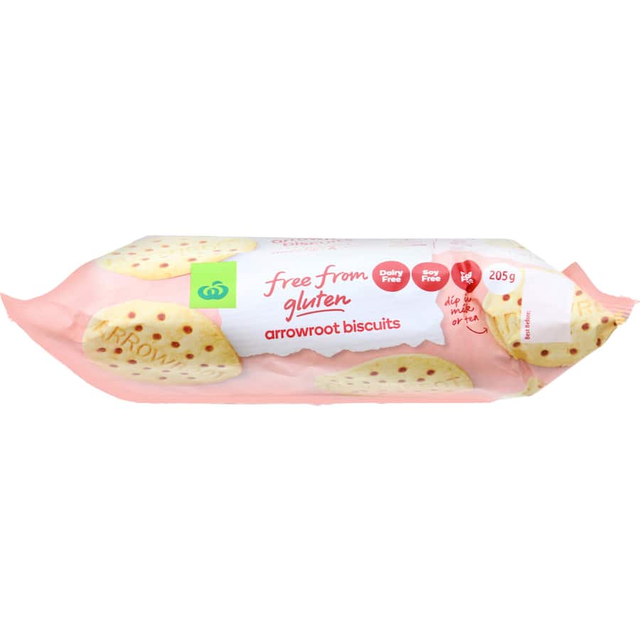 Woolworths Free From Gluten Plain Biscuits Arrowroot 205g