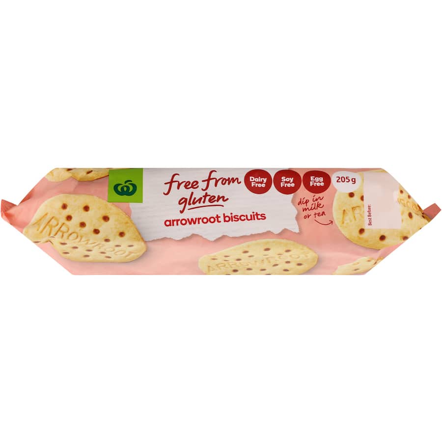 Woolworths Free From Gluten Plain Biscuits Arrowroot 205g
