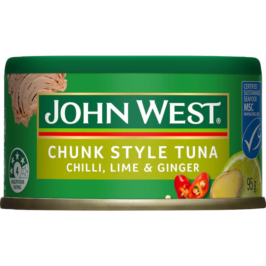 John West Tuna Chunks Tuna Chilli, Lime & Ginger In Oil Tear tab can 95g