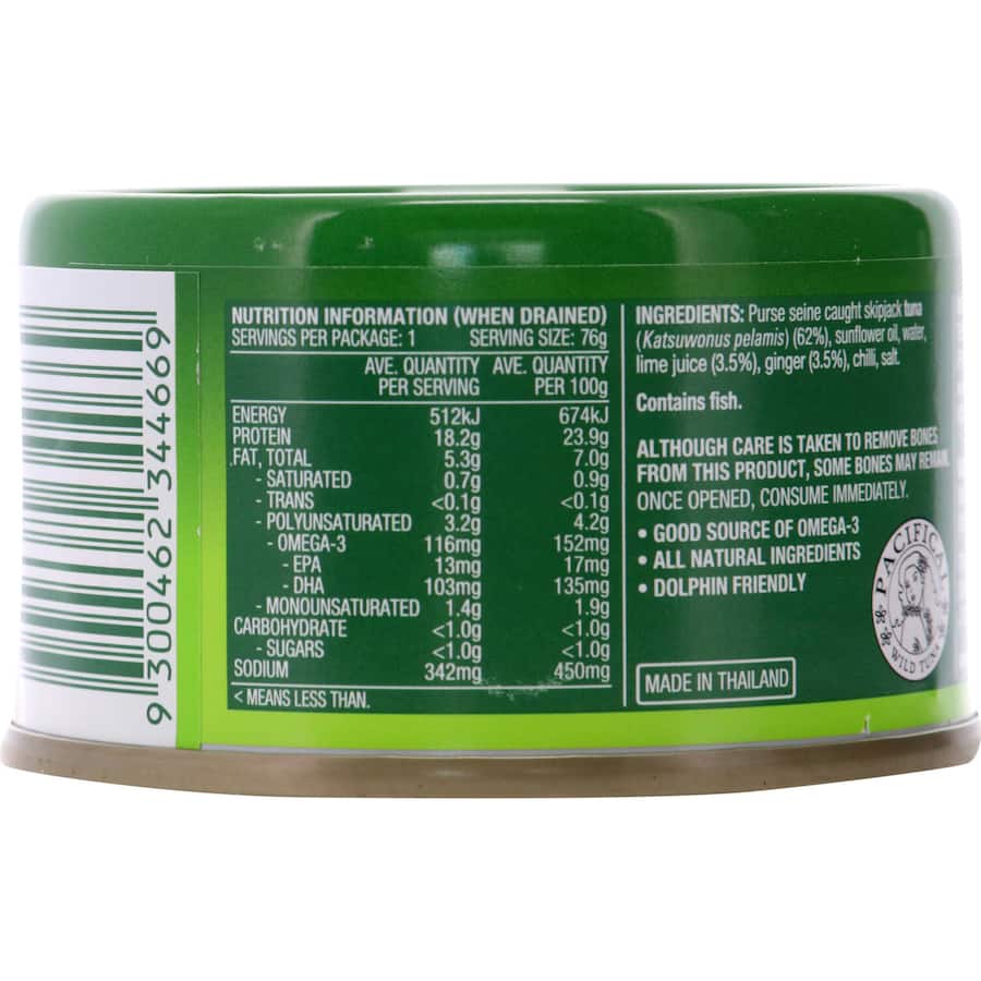 John West Tuna Chunks Tuna Chilli, Lime & Ginger In Oil Tear tab can 95g