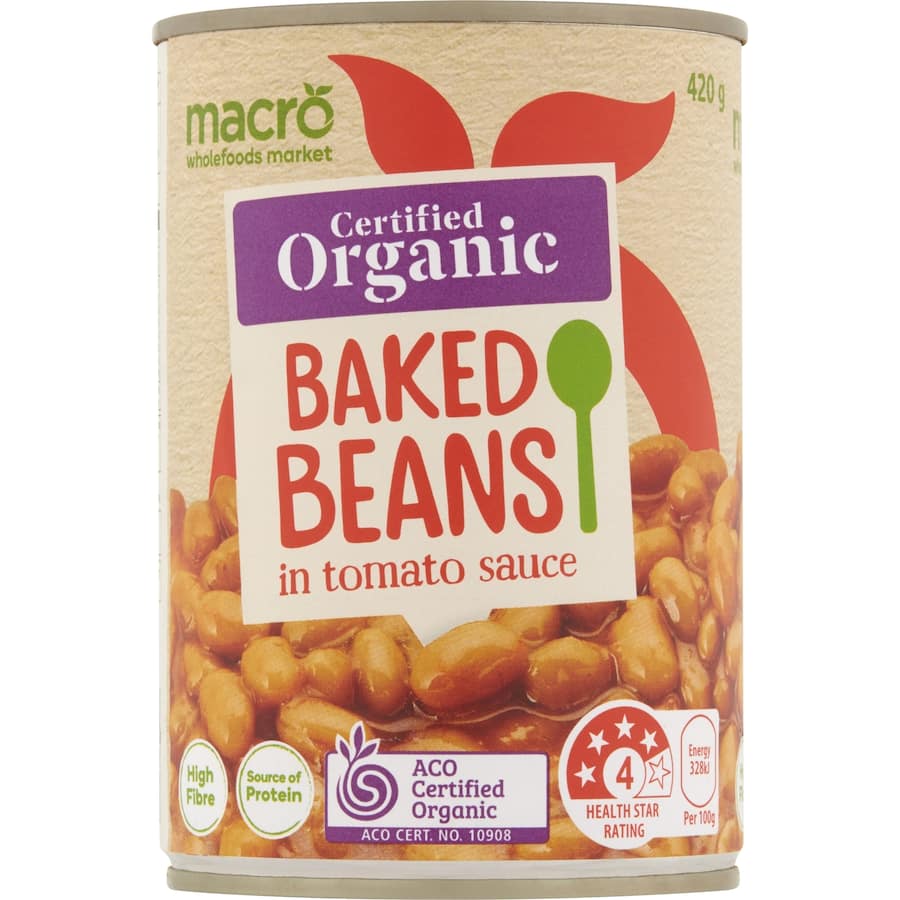 Macro Organic Baked Beans In Tomato Sauce Can 420g