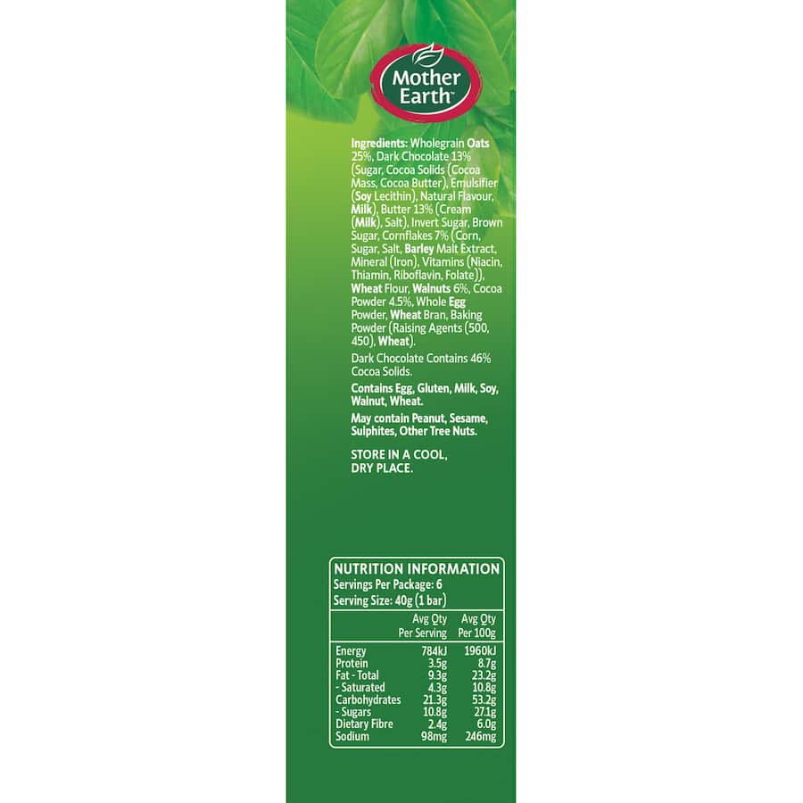 Mother Earth Oaty Slices Oat Bars Afghan 6pk 240g